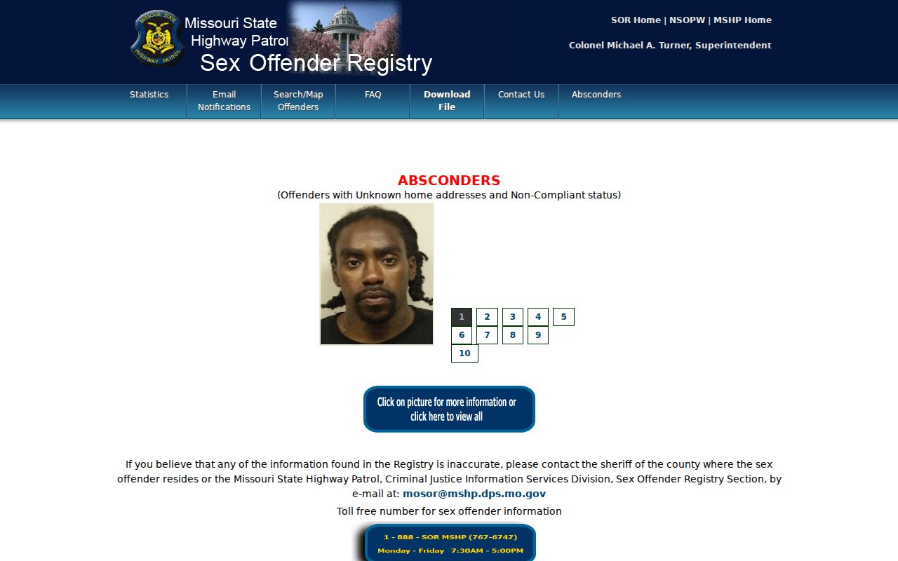 Boone County sex offender registry profile field layout