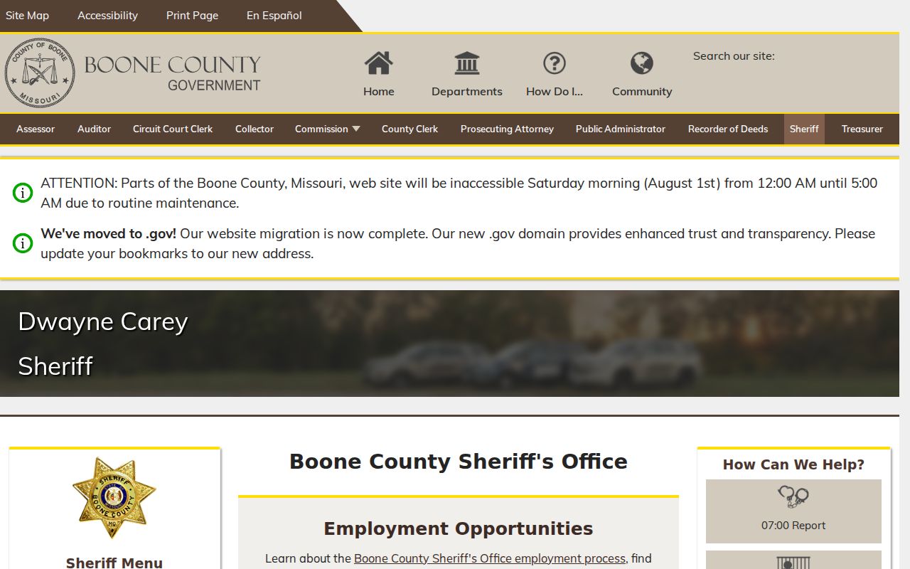Boone County criminal records sheriff office website
